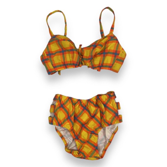 Vintage 60s NWT yellow plaid‎ bikini set - Picture 1 of 12